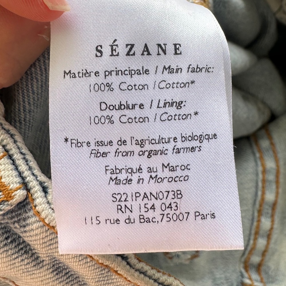 Sezane Brut Sexy Edge Blue High Waisted Straight Leg Organic Cotton Jeans 25 NEW - Picture 7 of 9